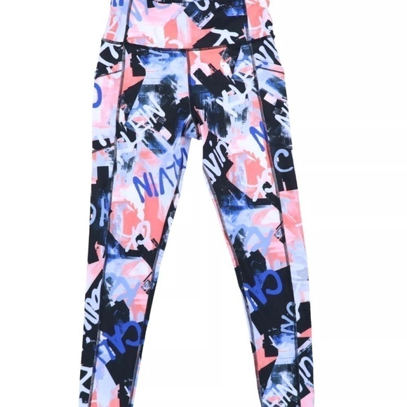 CALVIN KLEIN WOMEN'S PRINTED HIGH RISE 7/8 LEGGINGS sports BLUE SIZE XX-LARGE - Picture 6 of 11